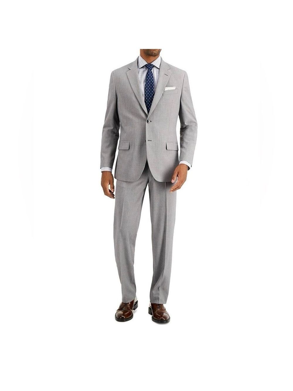 Nautica Men's Modern-Fit Bi-Stretch Suit Jacket and Pants Light Grey - 36S x 30W